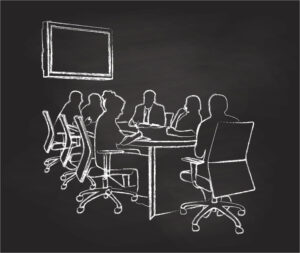 Chalk Drawing of Board of Directors Meeting for Newsletter