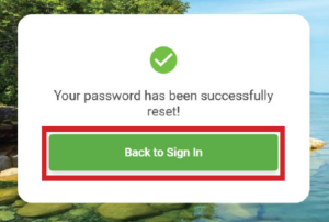 Password Reset Confirmation Screen