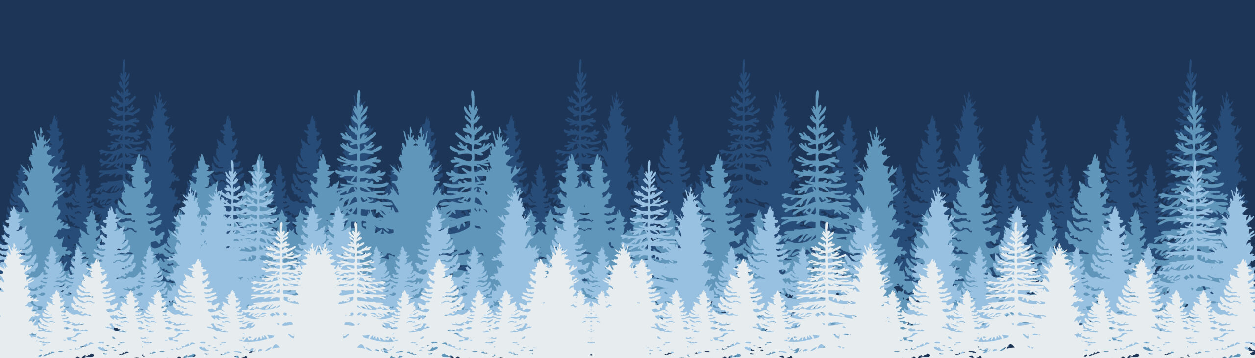 White and Blue Trees on a Dark Blue Background
