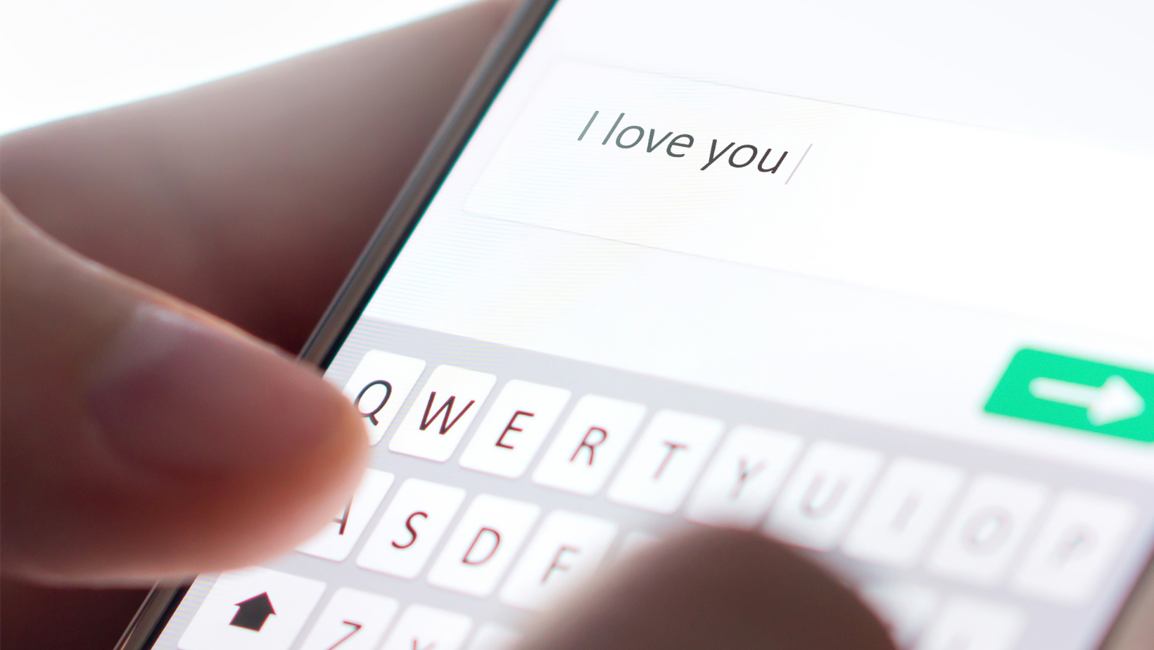 Texting I love you on touch screen phone