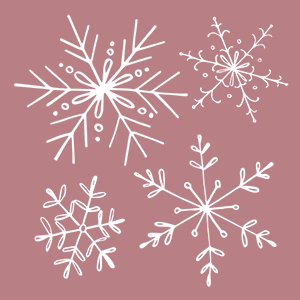 White snowflakes on light mauve background