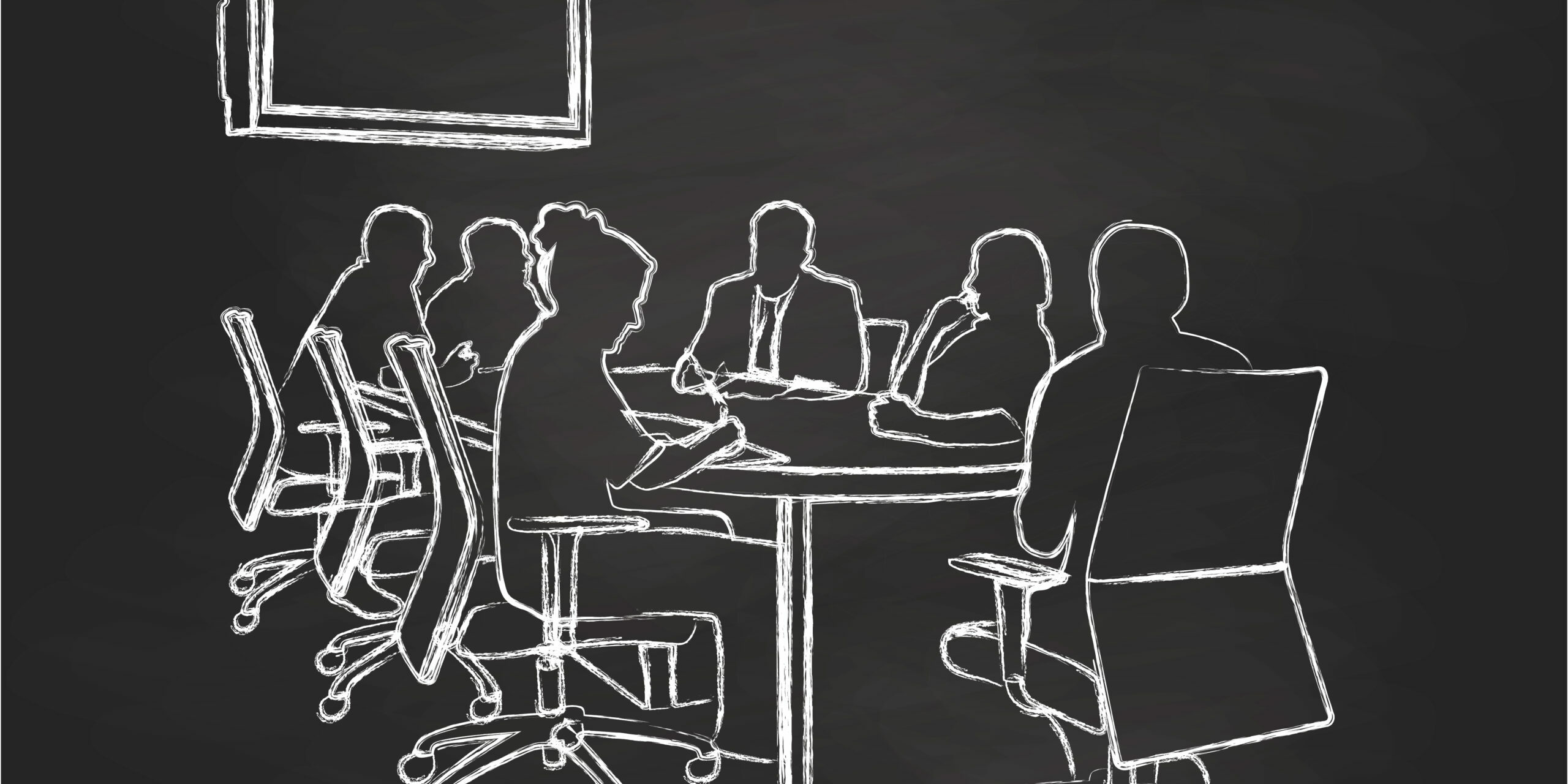 Chalk Drawing of Board of Directors Meeting for Newsletter